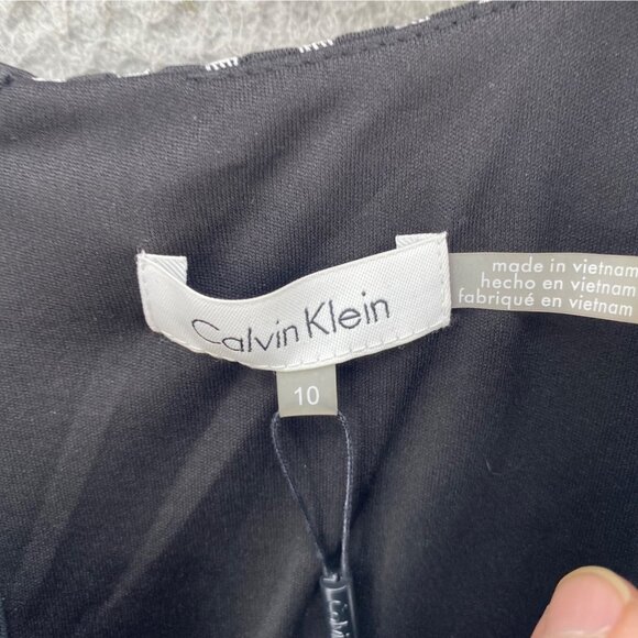 Calvin Klein Dress Womens 10 Black Textured Dot Knit Sheath Career Office NWT - Picture 5 of 11